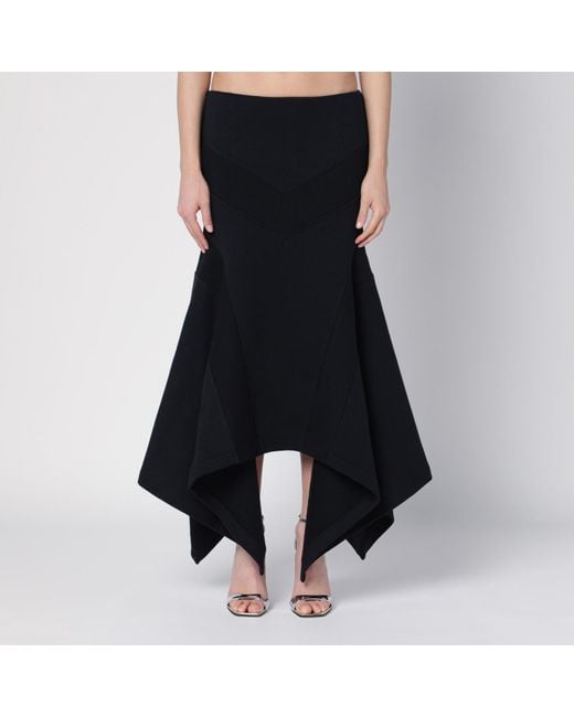 The Attico Black Cotton Midi Skirt
