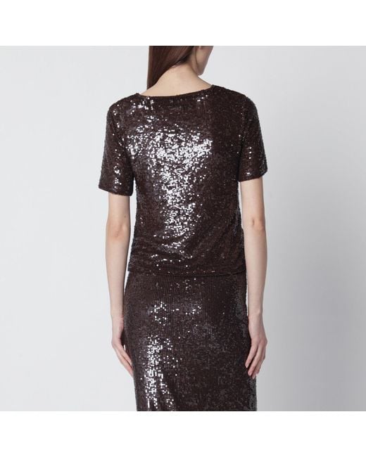 P.A.R.O.S.H. Black Sequin Knit Top