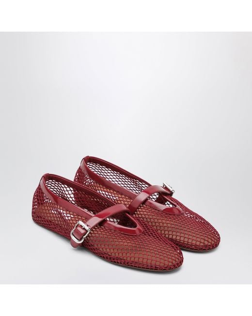 Alaïa Red Mesh And Patent Leather Flat Ballet Flats