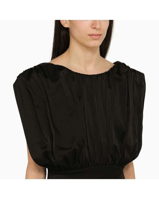 Jil Sander Black Long Dress With Ruffles