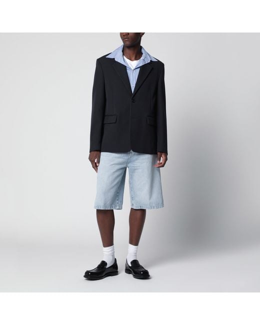 Balenciaga Blue Dark Hybrid Overshirt for men
