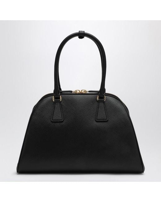 Borsa media nera in saffiano di Prada in Black