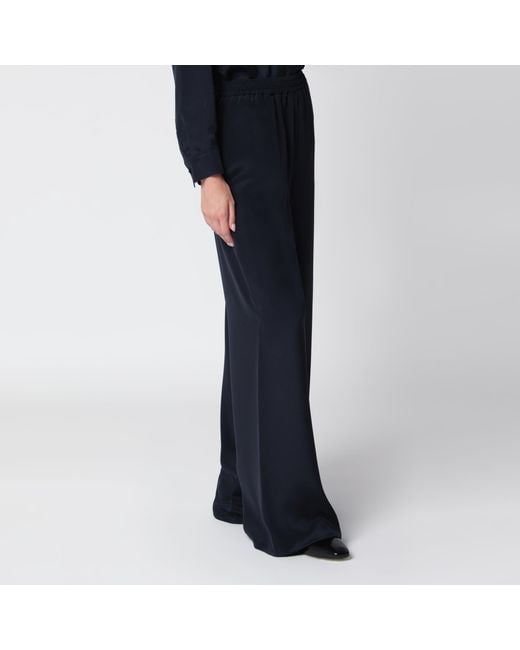 Max Mara Blue Silk Relaxed Trousers