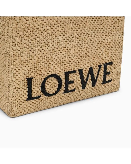 Borsa font grande naturale in raffia di Loewe in Metallic