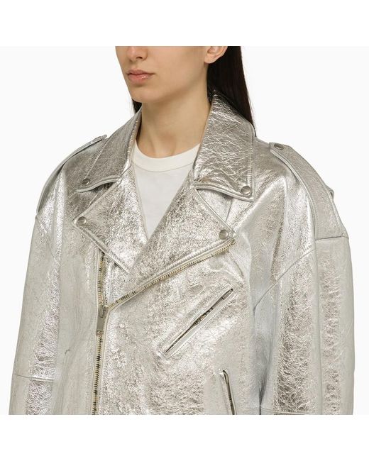 Giacca argento in pelle di Halfboy in Gray
