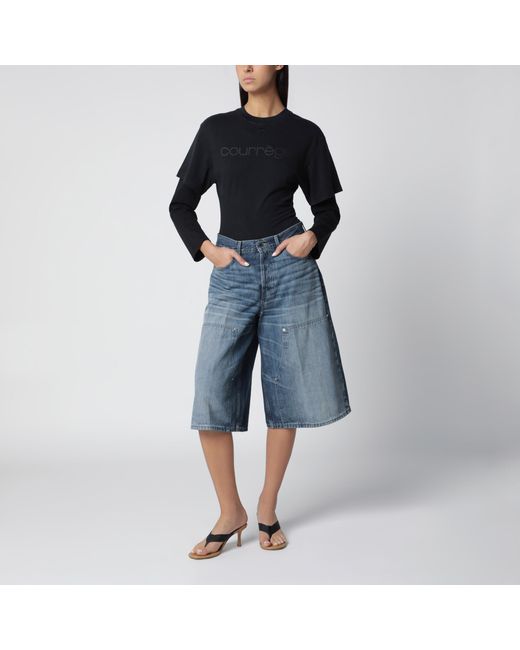 Courreges Black Double-Sleeve T-Shirt