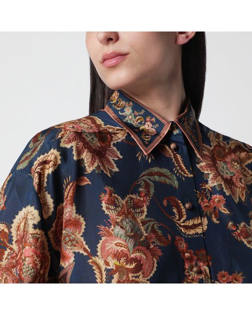 Zimmermann Blue Aster Relaxed Jacobean Shirt