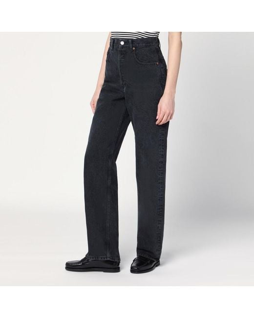 Saint Laurent Blue Carrot-Fit Jeans With A Washed Effect