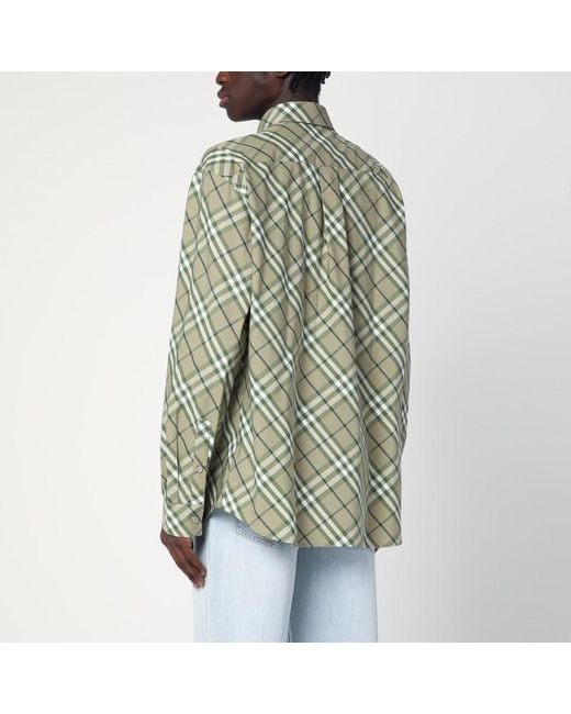 Burberry Green Saxon Check-patterned Shirt for men