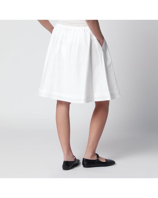 DUNST White Cotton Midi Full Skirt