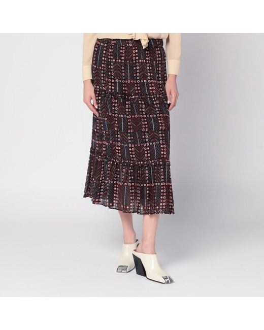 Gonna diya in voile di cotone con stampa di Isabel Marant in Brown