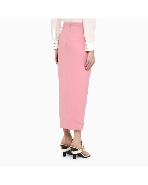 FEDERICA TOSI Pink Viscose Midi Skirt With Knot