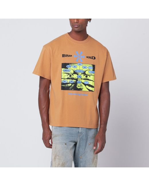 Brain Dead Green Cumin-coloured Information Age Occultism T-shirt for men