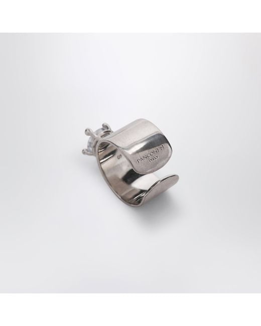 Panconesi Metallic Armour Ring Small Mit Diamanten
