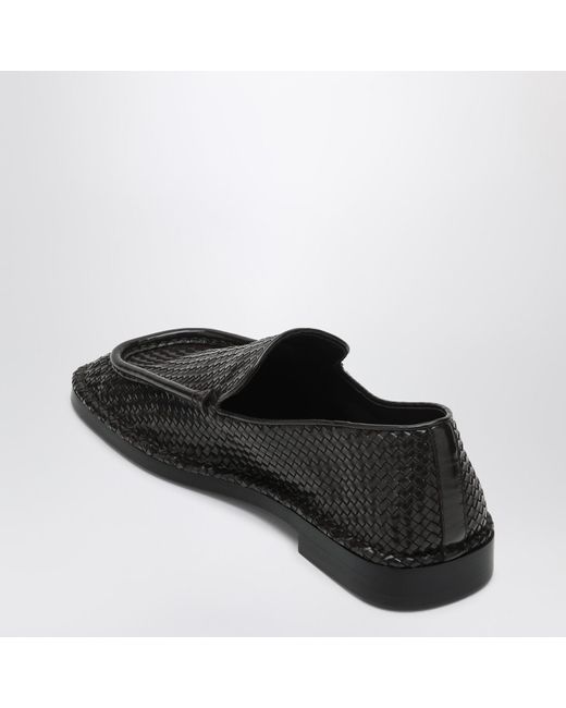 Bottega Veneta Black Daddy Moccasins In Dark Chocolate Color Made Of Woven Leather for men
