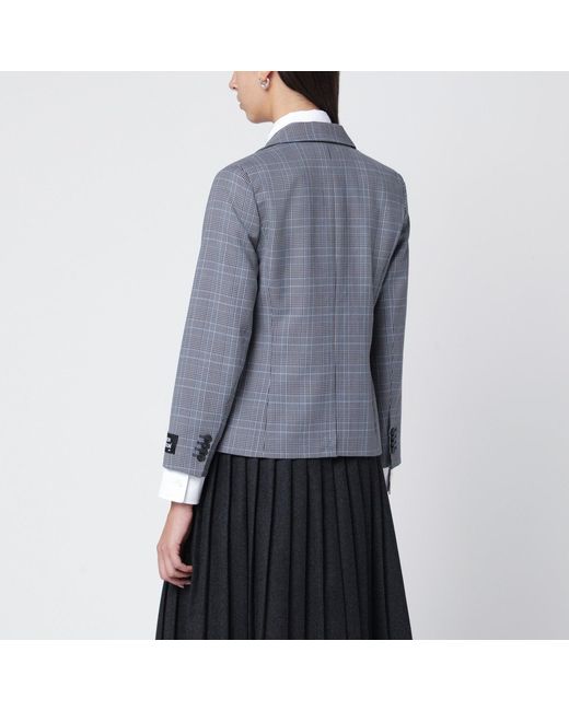 Maison Kitsuné Blue Checked Singlebreasted Blazer