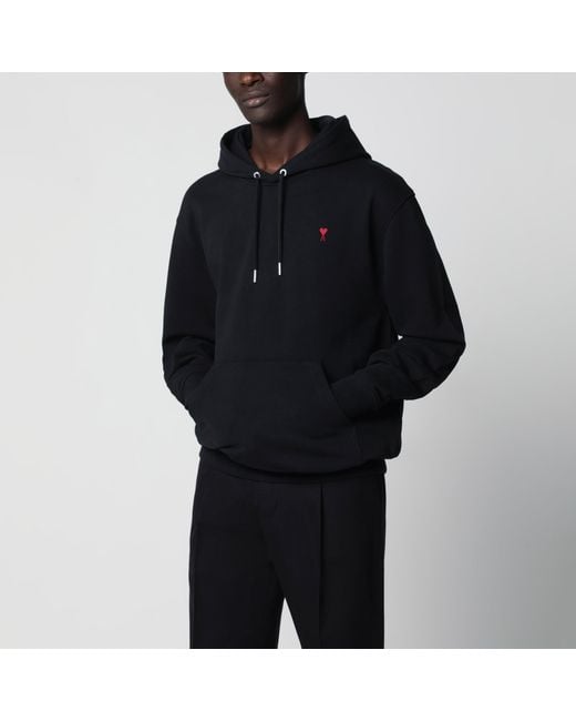 AMI Black Ami De Coeur Hoodie for men