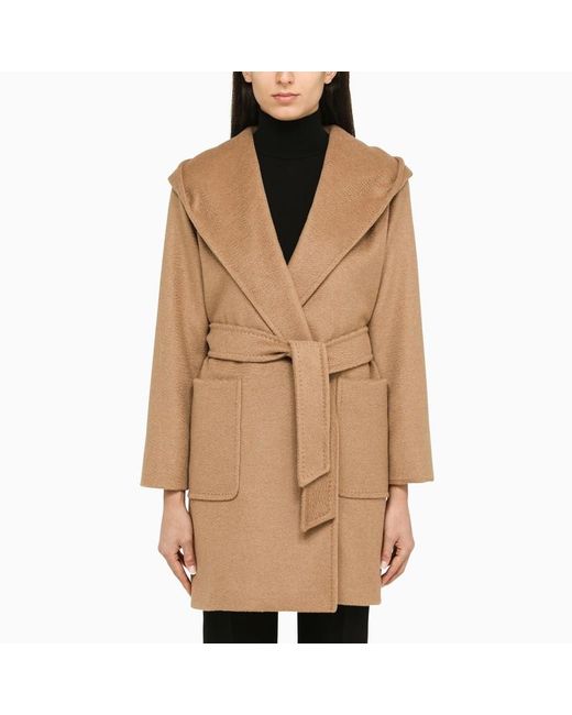 Cappotto cammello con cappuccio di Max Mara in Natural