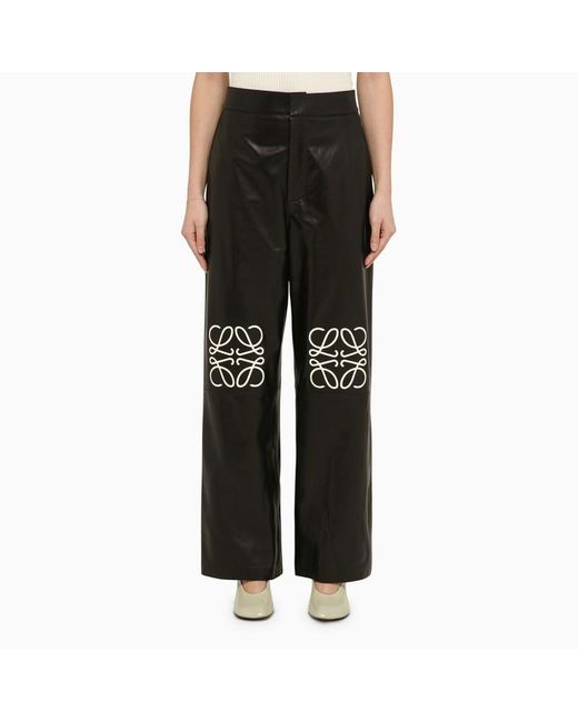 Pantalone baggy in pelle con logo di Loewe in Black