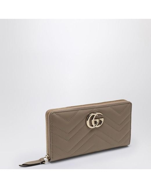 Portafoglio con zip gg marmont tortora di Gucci in Multicolor