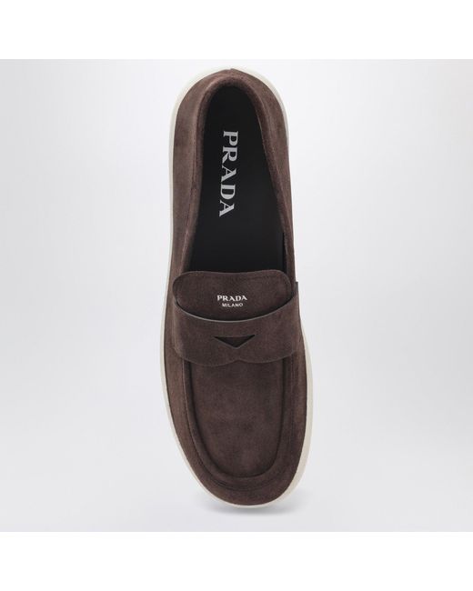 Prada Brown Suede Loafers for men