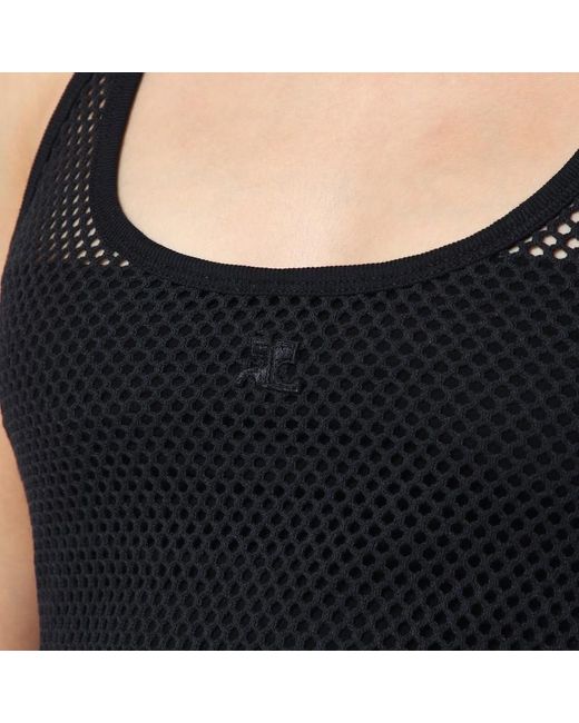 Courreges Black Schwarzes Netz-Top Aus Baumwolle
