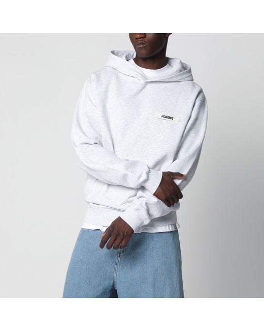 Jacquemus White Hoodie With Grosgrain Logo for men