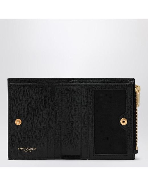 Portafoglio bi-fold cassandre matelassé di Saint Laurent in Black