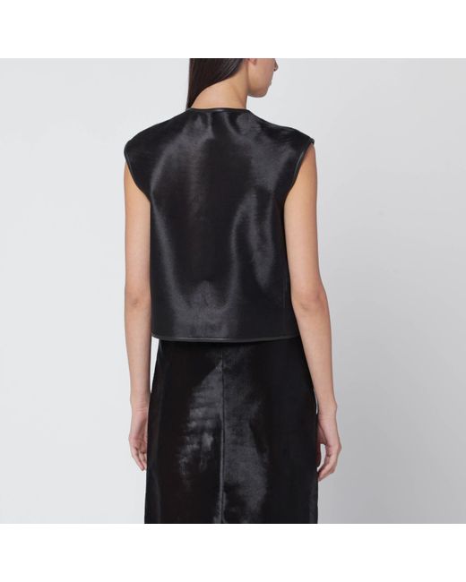 Loulou de Saison Black Ampas Vest In Pony-effect Leather