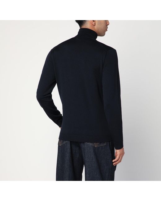 Roberto Collina Blue Wool Turtleneck Sweater for men