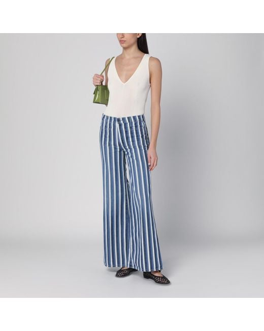 Mother Jeans The Patch Pocket Twister Sneak Striped in Blue