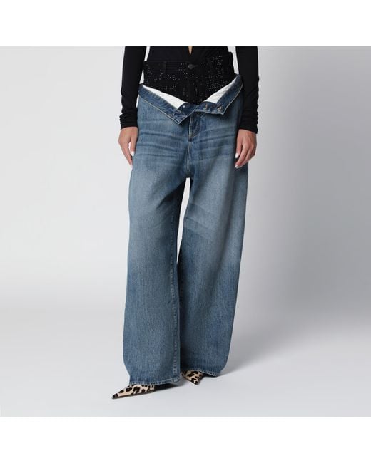 The Attico Blue And Wide-Leg Jeans With Double Waistband