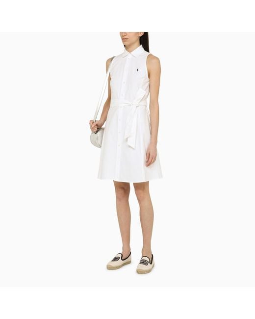 Polo Ralph Lauren White Sleeveless Cotton Chemisier Dress