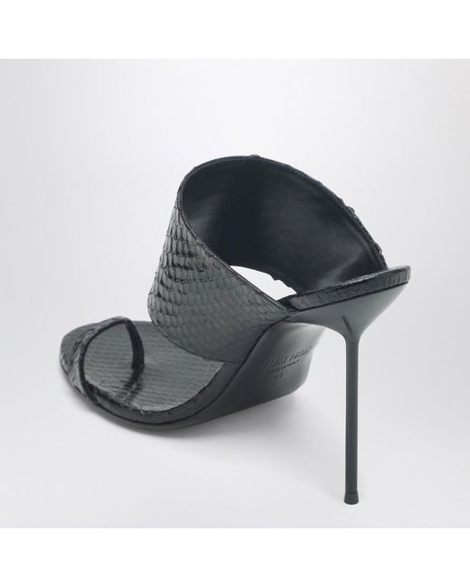 Paris Texas White Lidia Python-Effect Leather Thong Mule