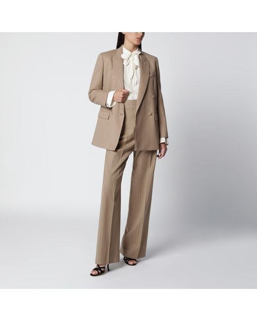 Valentino Natural Double-Breasted Pinstripe Jacket