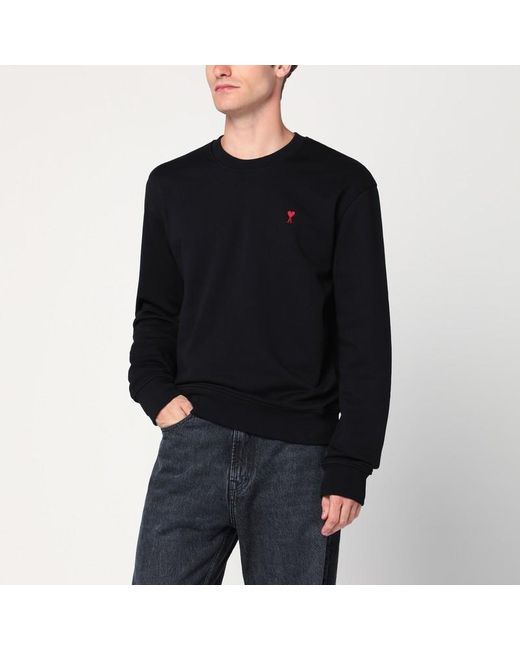 Felpa ami de coeur nera di AMI in Black da Uomo