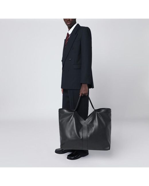 Tote Bag Maxi Y En Cuir Grainé Saint Laurent pour homme en coloris Black