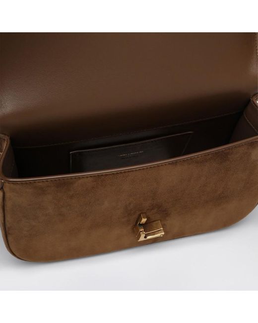 Saint Laurent Brown Borsa Solferino Medium Aus Wildleder Karamell Cognac