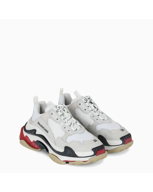 balenciaga mens triple s leather and mesh trainers