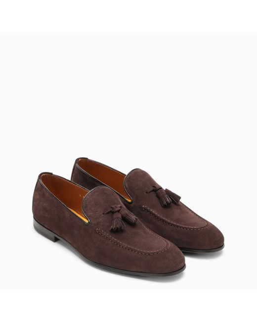 Doucal's Brown Suede Moccasin With Tassels for men