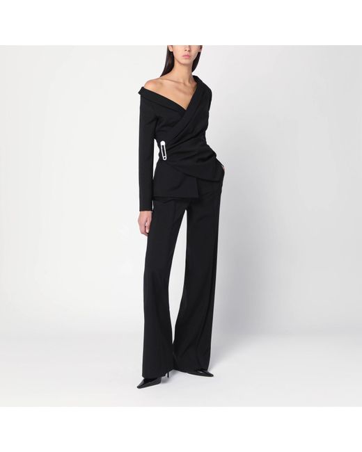 GIUSEPPE DI MORABITO Black Asymmetrical Jacket With Brooch Detail