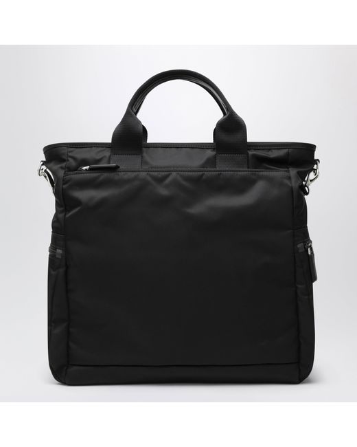 Prada Black Re-Nylon And Saffiano Shopping Bag for men