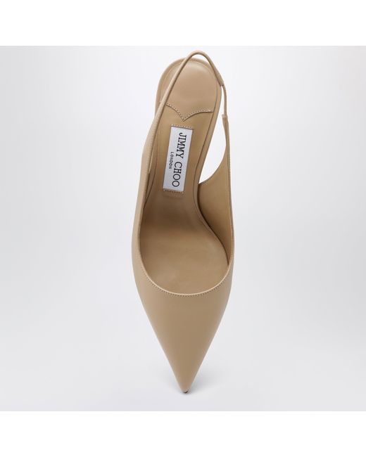 Jimmy Choo Natural Leather Slingbacks With Ankle Strap