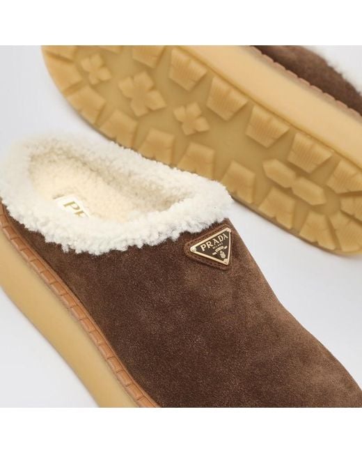 Prada Brown Cacao Colored Suede Loafers