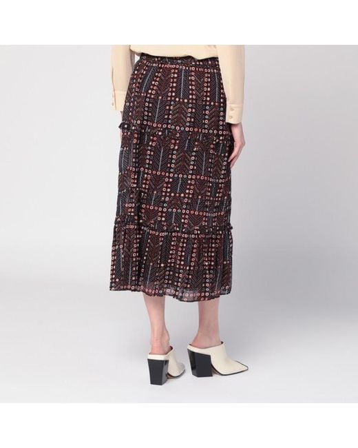 Gonna diya in voile di cotone con stampa di Isabel Marant in Brown
