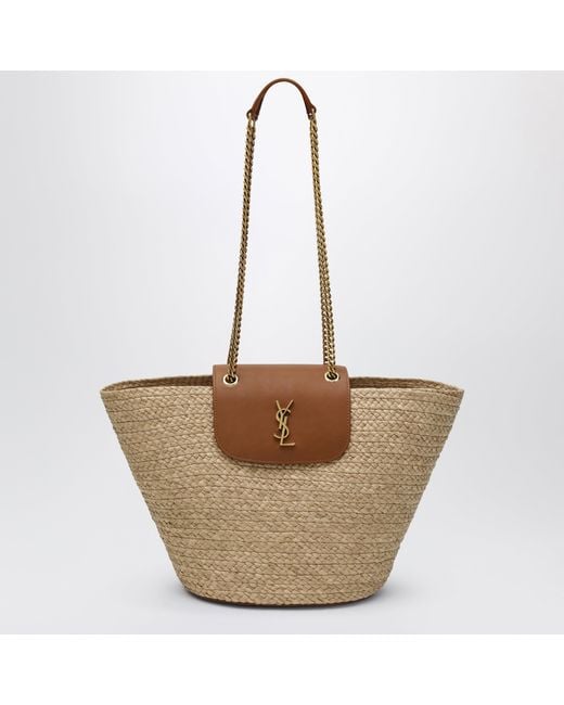 Saint Laurent Brown Manon Raffia Basket Bag