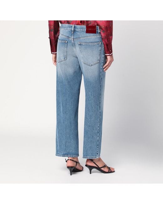 デニム・ジーパン GUCCI STRAIGHT LIGHT BLUE JEANS WITH FADED EFFECT Straight fit denim pants in light blue | GUCCI® US