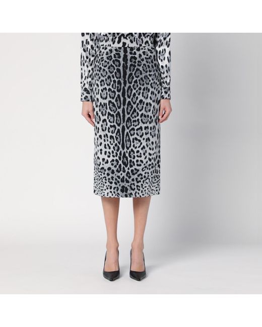 Dolce & Gabbana Black Dolce&Gabbana Leopard Print Silk Pencil Skirt