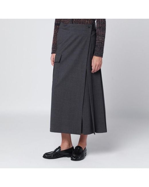 P.A.R.O.S.H. Gray Wool Wrap Skirt
