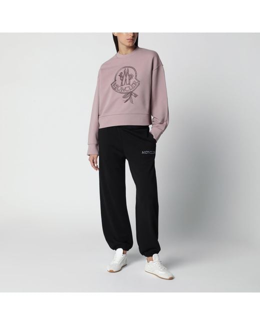 Moncler Purple Cotton Sweatshirt With Embroidered Logo